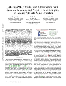 AE-smnsMLC: Multi-Label Classification with Semantic Matching and
  Negative Label Sampling for Product Attribute Value Extraction