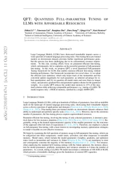 QFT: Quantized Full-parameter Tuning of LLMs with Affordable Resources