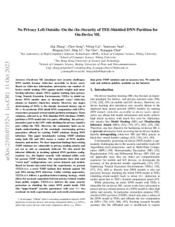 No Privacy Left Outside: On the (In-)Security of TEE-Shielded DNN
  Partition for On-Device ML