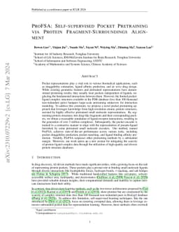 ProFSA: Self-supervised Pocket Pretraining via Protein
  Fragment-Surroundings Alignment