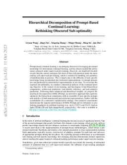 Hierarchical Decomposition of Prompt-Based Continual Learning:
  Rethinking Obscured Sub-optimality