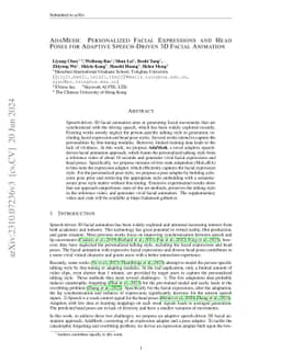 AdaMesh: Personalized Facial Expressions and Head Poses for Adaptive Speech-Driven 3D Facial Animation