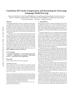CacheGen: KV Cache Compression and Streaming for Fast Language Model
  Serving