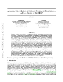 An Analysis on Large Language Models in Healthcare: A Case Study of
  BioBERT