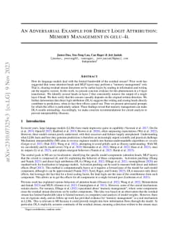 An Adversarial Example for Direct Logit Attribution: Memory Management
  in gelu-4l