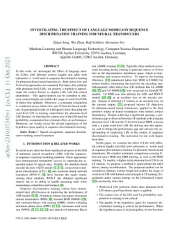 Investigating the Effect of Language Models in Sequence Discriminative
  Training for Neural Transducers