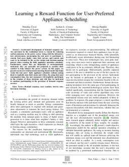 Learning a Reward Function for User-Preferred Appliance Scheduling