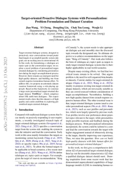 Target-oriented Proactive Dialogue Systems with Personalization: Problem
  Formulation and Dataset Curation