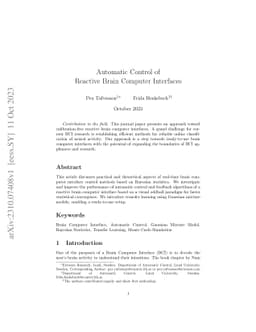 Automatic Control of Reactive Brain Computer Interfaces