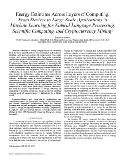 Energy Estimates Across Layers of Computing: From Devices to Large-Scale
  Applications in Machine Learning for Natural Language Processing, Scientific
  Computing, and Cryptocurrency Mining