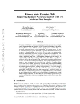 Fairness under Covariate Shift: Improving Fairness-Accuracy tradeoff
  with few Unlabeled Test Samples