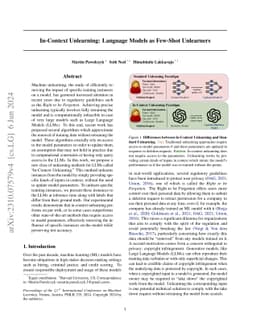 In-Context Unlearning: Language Models as Few Shot Unlearners