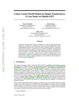 Linear Latent World Models in Simple Transformers: A Case Study on
  Othello-GPT