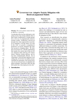 Goodtriever: Adaptive Toxicity Mitigation with Retrieval-augmented
  Models
