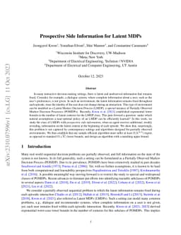 Prospective Side Information for Latent MDPs