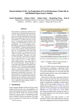 Democratizing LLMs: An Exploration of Cost-Performance Trade-offs in
  Self-Refined Open-Source Models