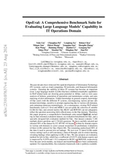 OpsEval: A Comprehensive IT Operations Benchmark Suite for Large
  Language Models