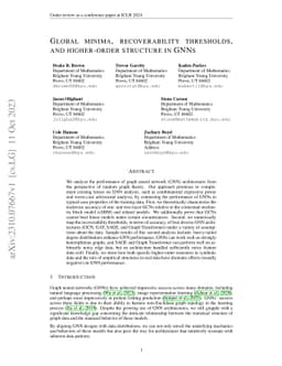 Global Minima, Recoverability Thresholds, and Higher-Order Structure in
  GNNS