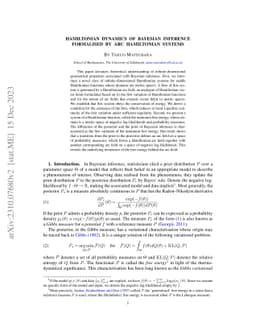 Hamiltonian Dynamics of Bayesian Inference Formalised by Arc Hamiltonian
  Systems