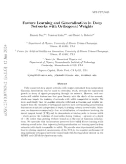 Feature Learning and Generalization in Deep Networks with Orthogonal
  Weights
