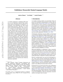 Faithfulness Measurable Masked Language Models
