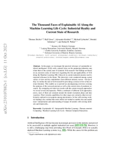 The Thousand Faces of Explainable AI Along the Machine Learning Life
  Cycle: Industrial Reality and Current State of Research