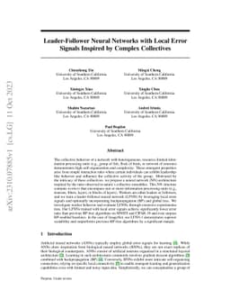 Leader-Follower Neural Networks with Local Error Signals Inspired by
  Complex Collectives