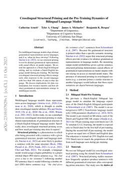 Crosslingual Structural Priming and the Pre-Training Dynamics of
  Bilingual Language Models