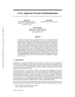 A New Approach Towards Autoformalization