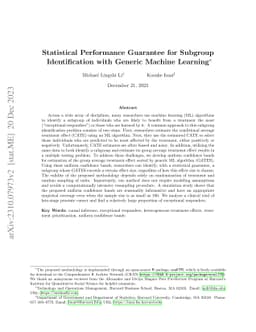 Statistical Performance Guarantee for Subgroup Identification with
  Generic Machine Learning