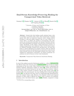 Dual-Stream Knowledge-Preserving Hashing for Unsupervised Video
  Retrieval