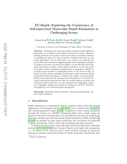 EC-Depth: Exploring the consistency of self-supervised monocular depth
  estimation in challenging scenes