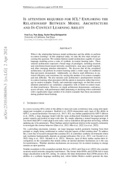 Is attention required for ICL? Exploring the Relationship Between Model
  Architecture and In-Context Learning Ability