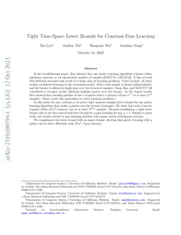 Tight Time-Space Lower Bounds for Constant-Pass Learning