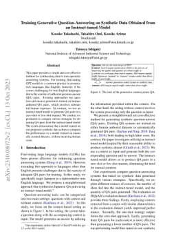 Training Generative Question-Answering on Synthetic Data Obtained from
  an Instruct-tuned Model