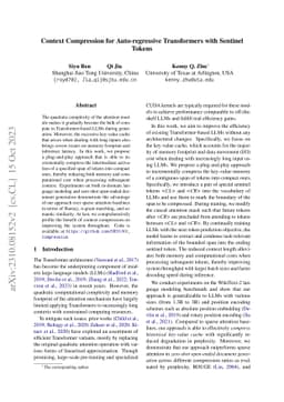 Context Compression for Auto-regressive Transformers with Sentinel
  Tokens