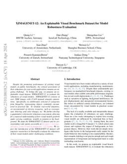 XIMAGENET-12: An Explainable AI Benchmark Dataset for Model Robustness
  Evaluation