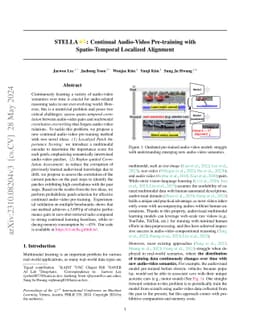 STELLA: Continual Audio-Video Pre-training with Spatio-Temporal
  Localized Alignment