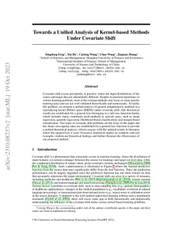 Towards a Unified Analysis of Kernel-based Methods Under Covariate Shift