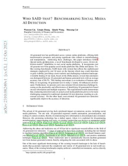Who Said That? Benchmarking Social Media AI Detection