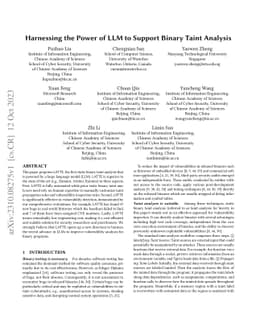 Harnessing the Power of LLM to Support Binary Taint Analysis