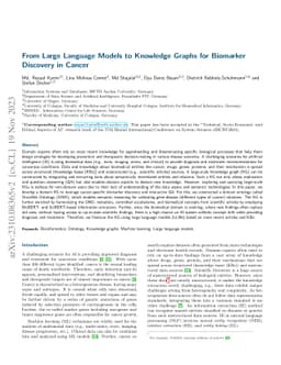From Large Language Models to Knowledge Graphs for Biomarker Discovery
  in Cancer