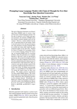 Prompting Large Language Models with Chain-of-Thought for Few-Shot
  Knowledge Base Question Generation