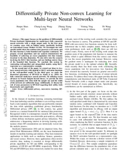 Differentially Private Non-convex Learning for Multi-layer Neural
  Networks