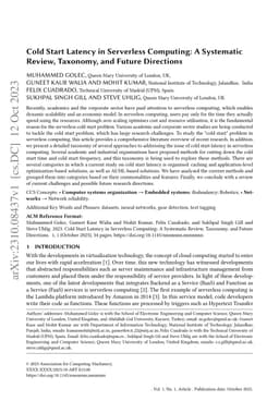 Cold Start Latency in Serverless Computing: A Systematic Review,
  Taxonomy, and Future Directions