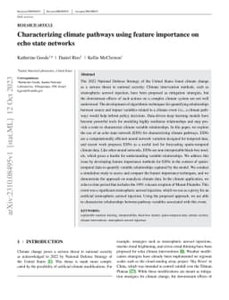 Characterizing climate pathways using feature importance on echo state
  networks