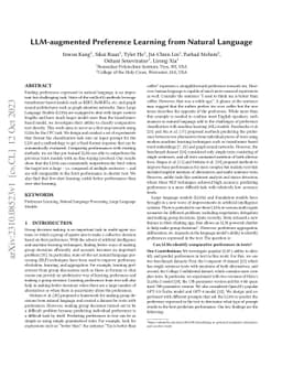 LLM-augmented Preference Learning from Natural Language