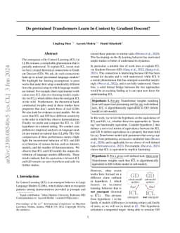 Do pretrained Transformers Learn In-Context by Gradient Descent?