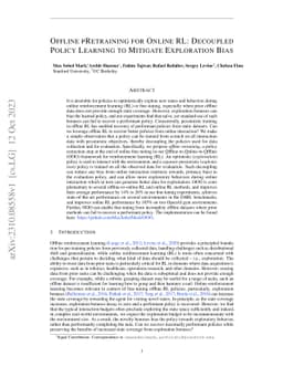 Offline Retraining for Online RL: Decoupled Policy Learning to Mitigate
  Exploration Bias
