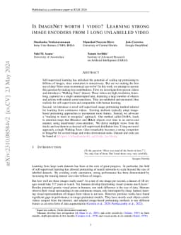 Is ImageNet worth 1 video? Learning strong image encoders from 1 long
  unlabelled video